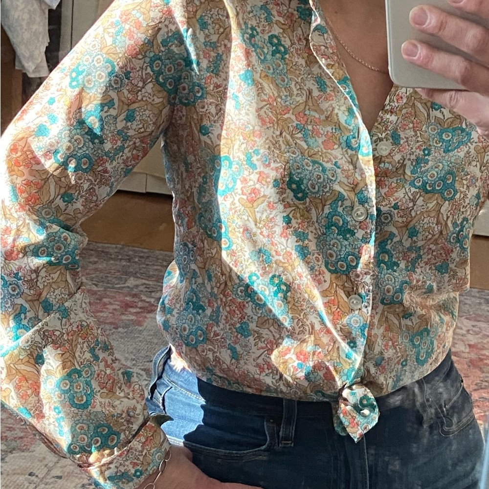 Vintage 70s Floral Print Women's Top
